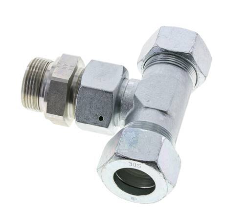 30S y G1-1/4'' Racor en T de acero galvanizado con rosca macho 400 bar ajustable ISO 8434-1