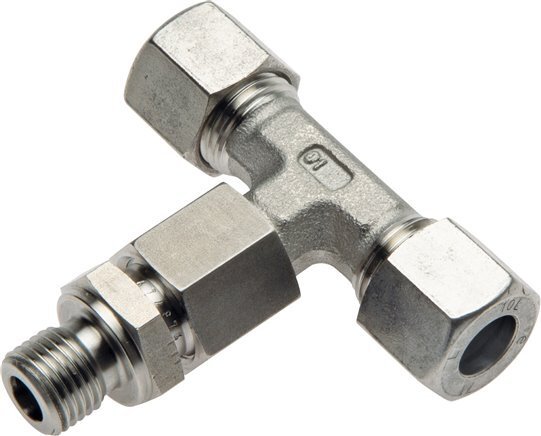 Accesorio de corte en T de acero inoxidable 38S y G1-1/2'' con rosca macho 315 bar ajustable ISO 8434-1