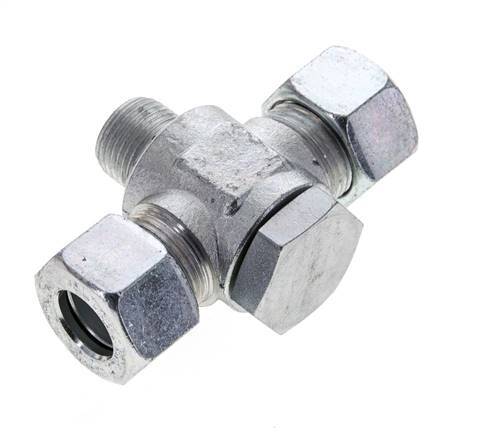 15L & M18x1.5 Zink plated Steel Tee Swivel Joint Cutting Fitting with Male Threads 315 bar ISO 8434-1