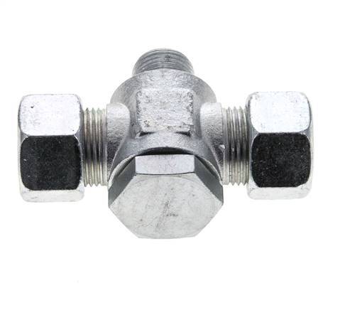 15L & M18x1.5 Zink plated Steel Tee Swivel Joint Cutting Fitting with Male Threads 315 bar ISO 8434-1