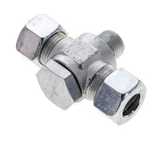 15L & M18x1.5 Zink plated Steel Tee Swivel Joint Cutting Fitting with Male Threads 315 bar ISO 8434-1