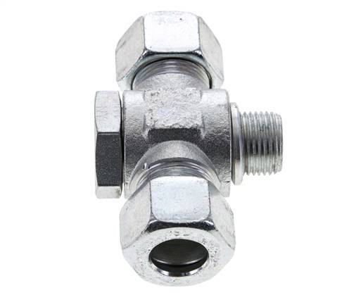 15L & M18x1.5 Zink plated Steel Tee Swivel Joint Cutting Fitting with Male Threads 315 bar ISO 8434-1