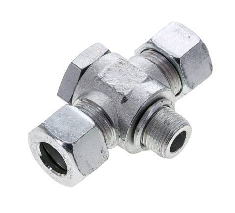 15L & M18x1.5 Zink plated Steel Tee Swivel Joint Cutting Fitting with Male Threads 315 bar ISO 8434-1