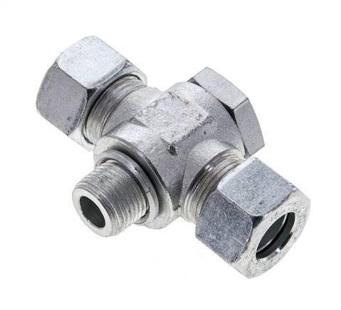 15L & M18x1.5 Zink plated Steel Tee Swivel Joint Cutting Fitting with Male Threads 315 bar ISO 8434-1