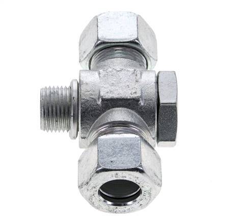 15L & M18x1.5 Zink plated Steel Tee Swivel Joint Cutting Fitting with Male Threads 315 bar ISO 8434-1