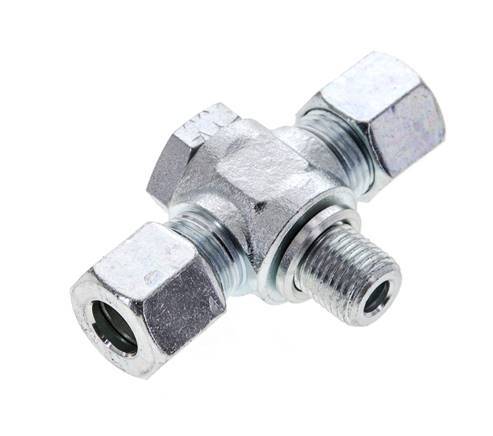 10L & G1/4'' Zink plated Steel Tee Swivel Joint Cutting Fitting with Male Threads 315 bar ISO 8434-1