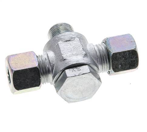 10S & G3/8'' Zink plated Steel Tee Swivel Joint Cutting Fitting with Male Threads 400 bar ISO 8434-1