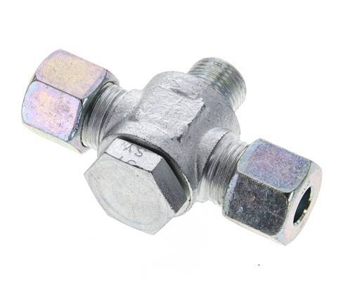 10S & G3/8'' Zink plated Steel Tee Swivel Joint Cutting Fitting with Male Threads 400 bar ISO 8434-1