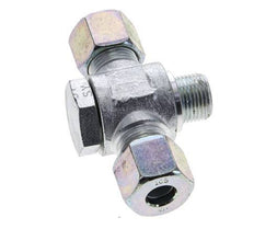 10S & G3/8'' Zink plated Steel Tee Swivel Joint Cutting Fitting with Male Threads 400 bar ISO 8434-1