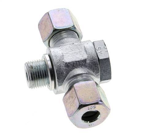 10S & G3/8'' Zink plated Steel Tee Swivel Joint Cutting Fitting with Male Threads 400 bar ISO 8434-1