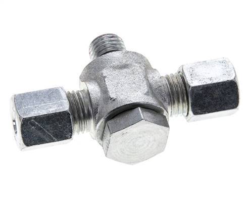 6S & M12x1,5 Racor giratorio en T de acero zincado con rosca macho 400 bar NBR ISO 8434-1