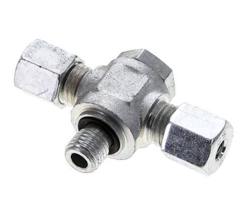 6S & M12x1,5 Racor giratorio en T de acero zincado con rosca macho 400 bar NBR ISO 8434-1