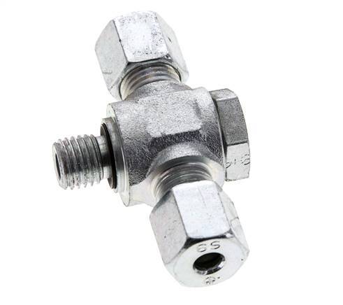 6S & M12x1,5 Racor giratorio en T de acero zincado con rosca macho 400 bar NBR ISO 8434-1