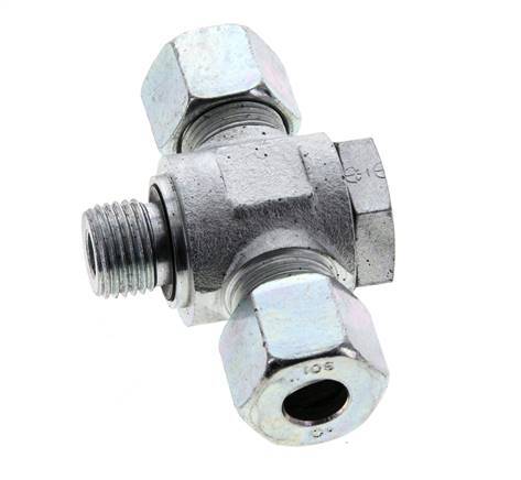 10S & M16x1,5 Racor giratorio en T de acero zincado con rosca macho 400 bar NBR ISO 8434-1