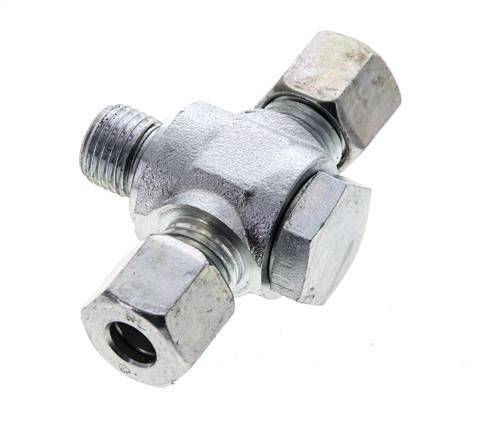 Racor giratorio en T de acero galvanizado 8L y G1/4'' con rosca macho 315 bar NBR ISO 8434-1