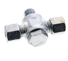 Racor giratorio en T de acero galvanizado 8L y G1/4'' con rosca macho 315 bar NBR ISO 8434-1