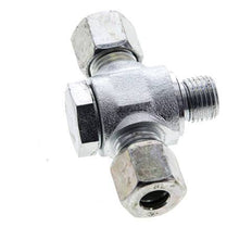 Racor giratorio en T de acero galvanizado 8L y G1/4'' con rosca macho 315 bar NBR ISO 8434-1