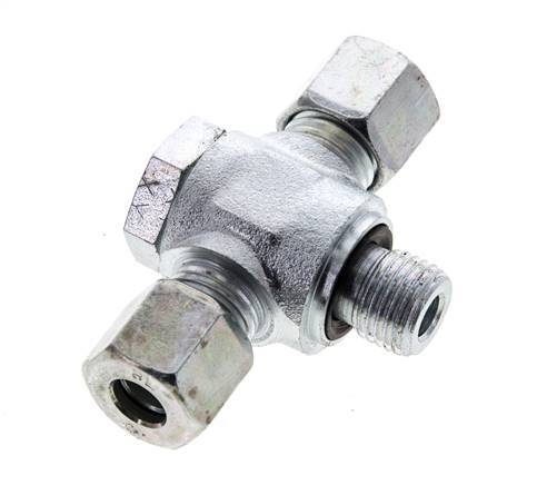 Racor giratorio en T de acero galvanizado 8L y G1/4'' con rosca macho 315 bar NBR ISO 8434-1
