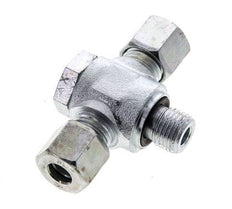 Racor giratorio en T de acero galvanizado 8L y G1/4'' con rosca macho 315 bar NBR ISO 8434-1