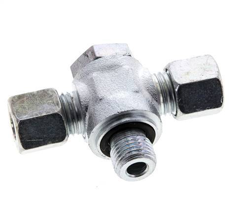 Racor giratorio en T de acero galvanizado 8L y G1/4'' con rosca macho 315 bar NBR ISO 8434-1
