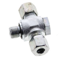 Racor giratorio en T de acero galvanizado 8L y G1/4'' con rosca macho 315 bar NBR ISO 8434-1