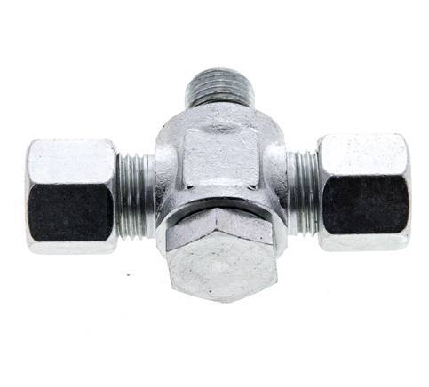 10L & G1/4'' Racor giratorio en T de acero zincado con rosca macho 315 bar NBR ISO 8434-1
