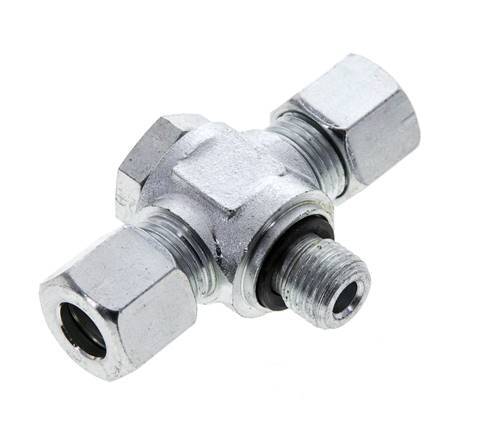 10L & G1/4'' Racor giratorio en T de acero zincado con rosca macho 315 bar NBR ISO 8434-1