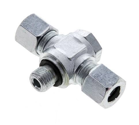 10L & G1/4'' Racor giratorio en T de acero zincado con rosca macho 315 bar NBR ISO 8434-1