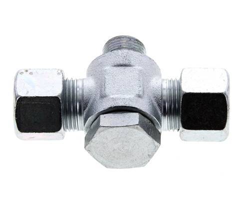 12S & G3/8'' Racor giratorio en T de acero zincado con rosca macho 400 bar NBR ISO 8434-1