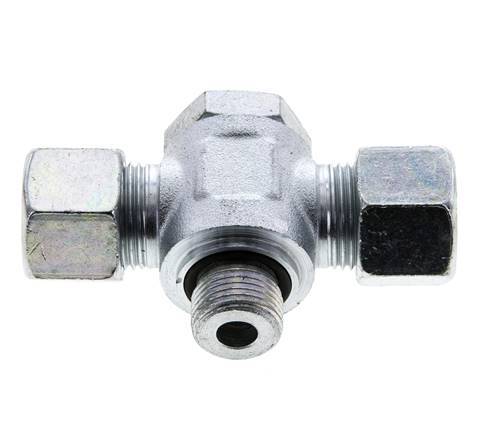 12S & G3/8'' Racor giratorio en T de acero zincado con rosca macho 400 bar NBR ISO 8434-1