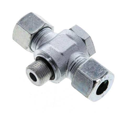 12S & G3/8'' Racor giratorio en T de acero zincado con rosca macho 400 bar NBR ISO 8434-1
