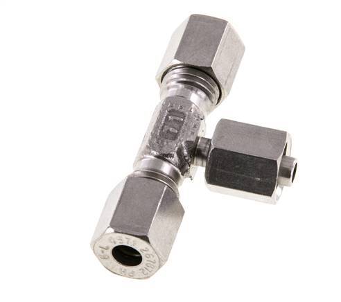 Racor de corte en T de acero inoxidable 6L con rótula 315 bar ajustable ISO 8434-1