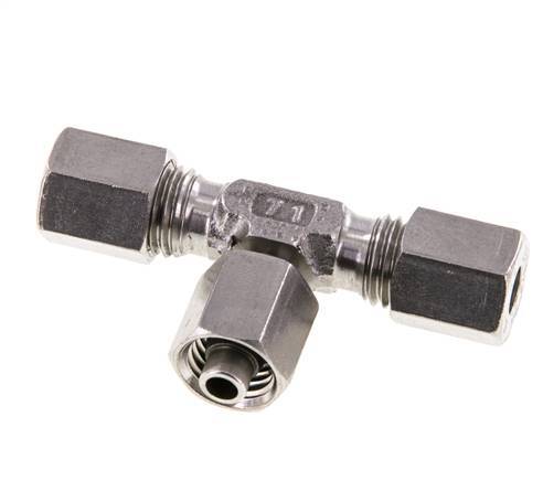 Racor de corte en T de acero inoxidable 6L con rótula 315 bar ajustable ISO 8434-1
