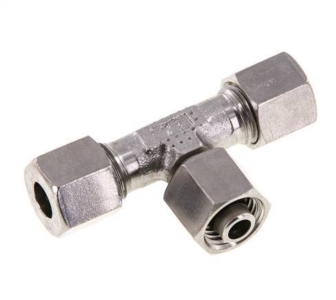 Racor de corte en T de acero inoxidable de 8L con rótula 315 bar ajustable ISO 8434-1