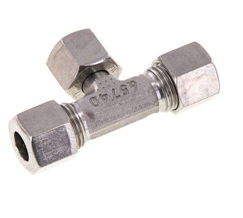 Racor de corte en T de acero inoxidable 10L con rótula 315 bar ajustable ISO 8434-1