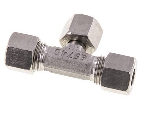 Racor de corte en T de acero inoxidable 10L con rótula 315 bar ajustable ISO 8434-1