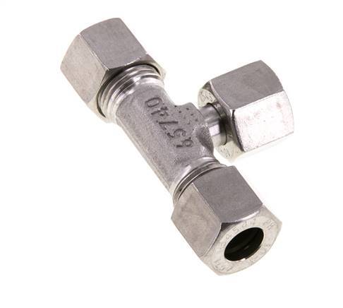 Racor de corte en T de acero inoxidable 10L con rótula 315 bar ajustable ISO 8434-1