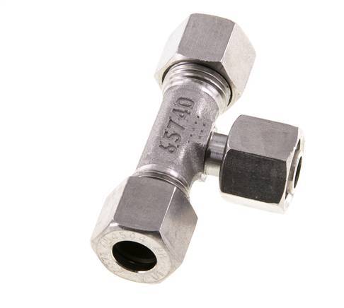 Racor de corte en T de acero inoxidable 10L con rótula 315 bar ajustable ISO 8434-1
