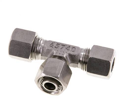 Racor de corte en T de acero inoxidable 10L con rótula 315 bar ajustable ISO 8434-1
