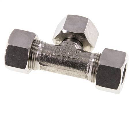 Racor de corte en T de acero inoxidable de 15L con barra giratoria 315 ajustable ISO 8434-1