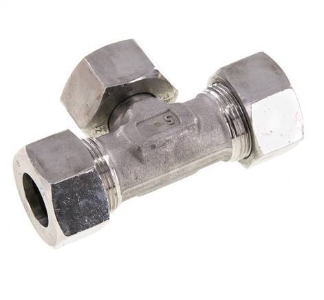Racor de corte en T de acero inoxidable 18L con rótula 315 bar ajustable ISO 8434-1