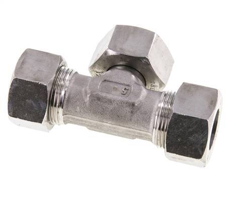 Racor de corte en T de acero inoxidable 18L con rótula 315 bar ajustable ISO 8434-1