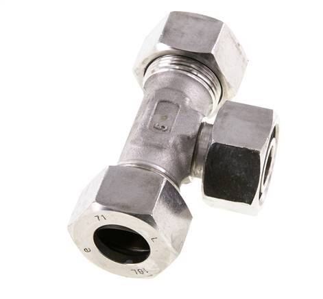 Racor de corte en T de acero inoxidable 18L con rótula 315 bar ajustable ISO 8434-1