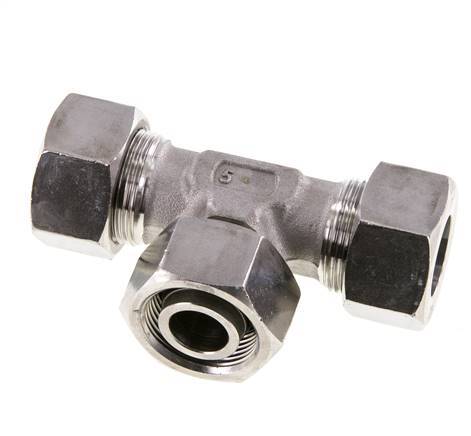 Racor de corte en T de acero inoxidable 18L con rótula 315 bar ajustable ISO 8434-1