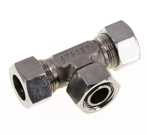 Accesorio de corte en T de acero inoxidable 22L con rótula 160 bar ajustable ISO 8434-1