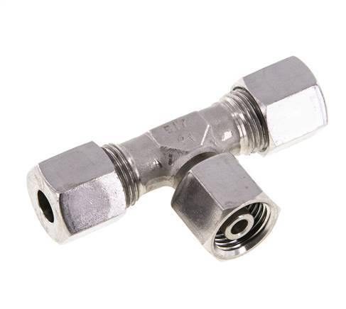 Accesorio de corte en T de acero inoxidable 8S con rótula 630 bar ajustable ISO 8434-1