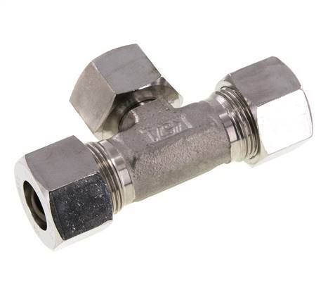 Racor en T de acero inoxidable 20S con rótula 400 bar ajustable ISO 8434-1