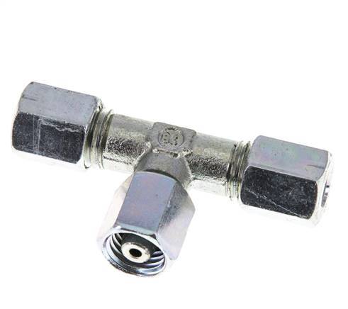 Racor en T de acero cincado 6L con pivote 315 bar NBR ajustable ISO 8434-1