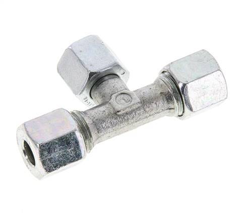 Racor en T de acero zincado 8L con rótula 315 bar NBR ajustable ISO 8434-1