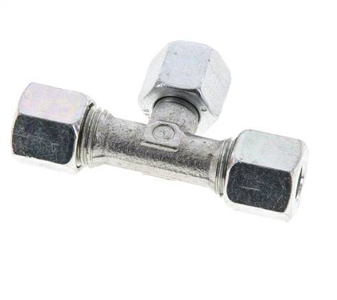 Racor en T de acero zincado 8L con rótula 315 bar NBR ajustable ISO 8434-1